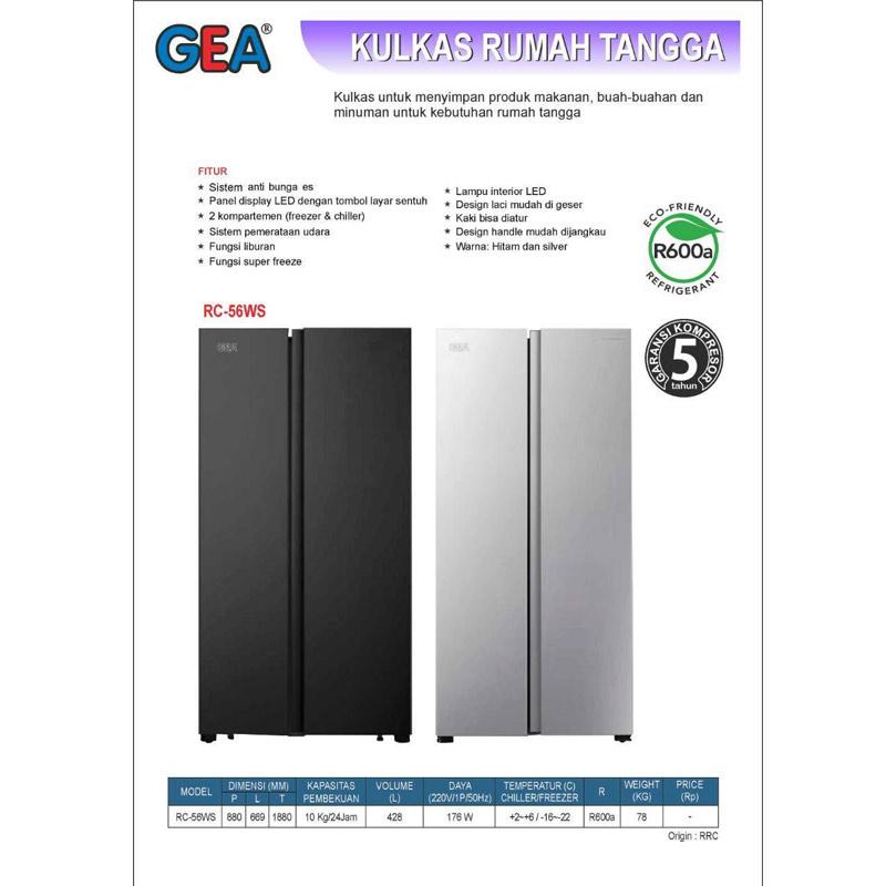 Jual Gea Rc 56ws Kulkas 2 Pintu Led Touch Screen Panel 428 L