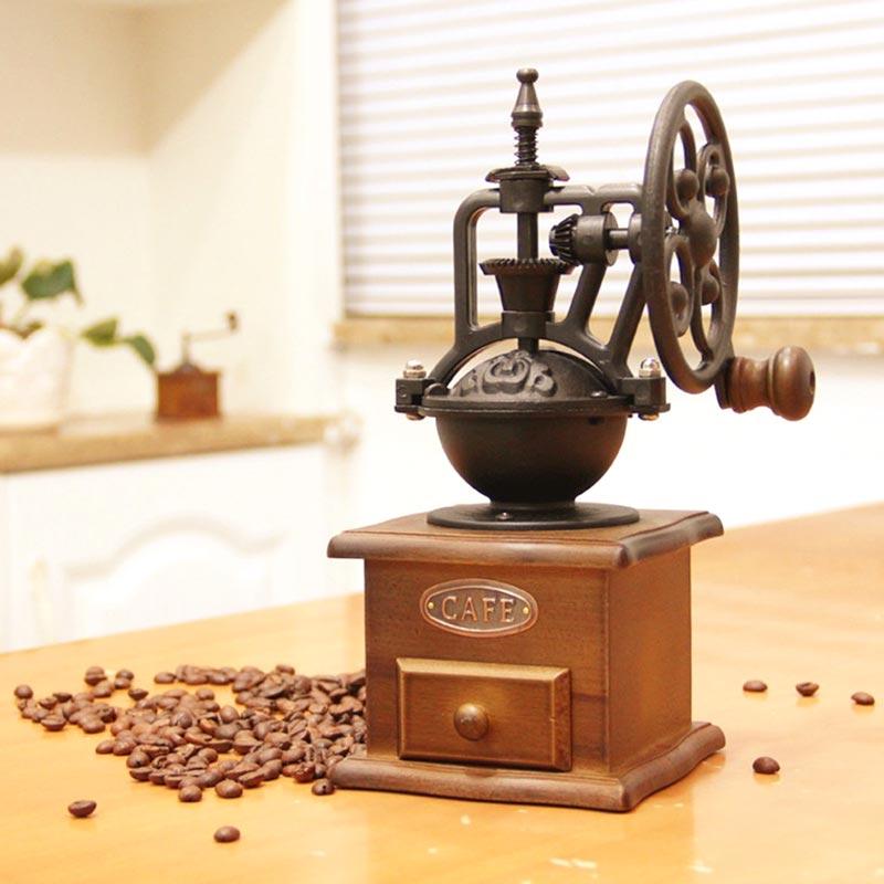Jual H Ikea Retro Steel Wooden Coffee Bean Mill Wheel Design Hand