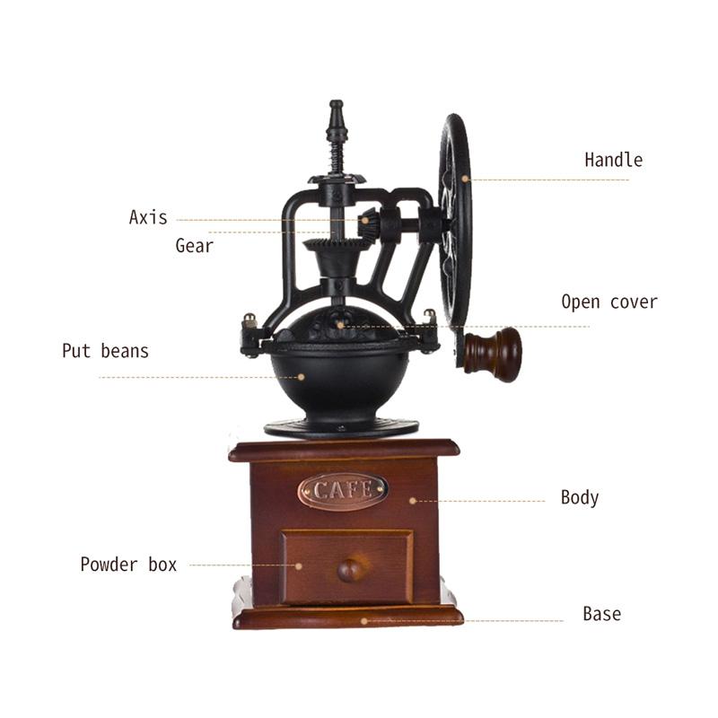 Jual H Ikea Retro Steel Wooden Coffee Bean Mill Wheel Design Hand Coffee Grinding Machine Online September 2020 Blibli Com