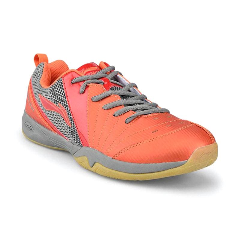 Jual Li Ning Raid Iii Badminton Sport Shoes Orange Grey Aytm097