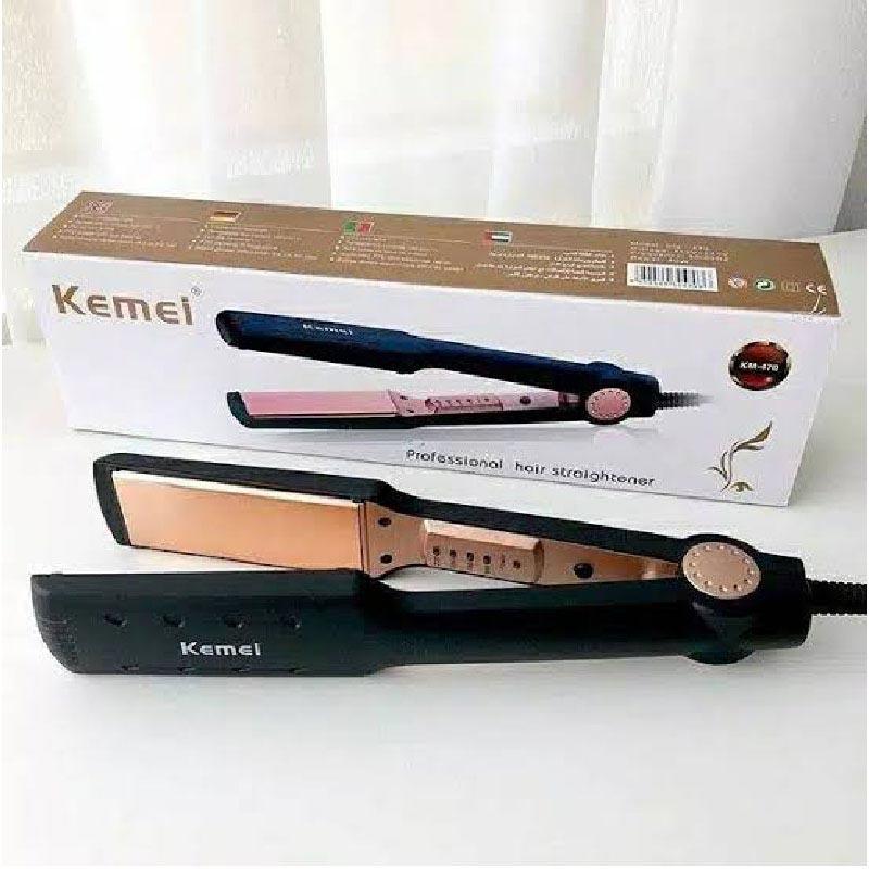 Jual Kemei Km 470 Plate Gold Ceramic Nano Silver Hair Straightener