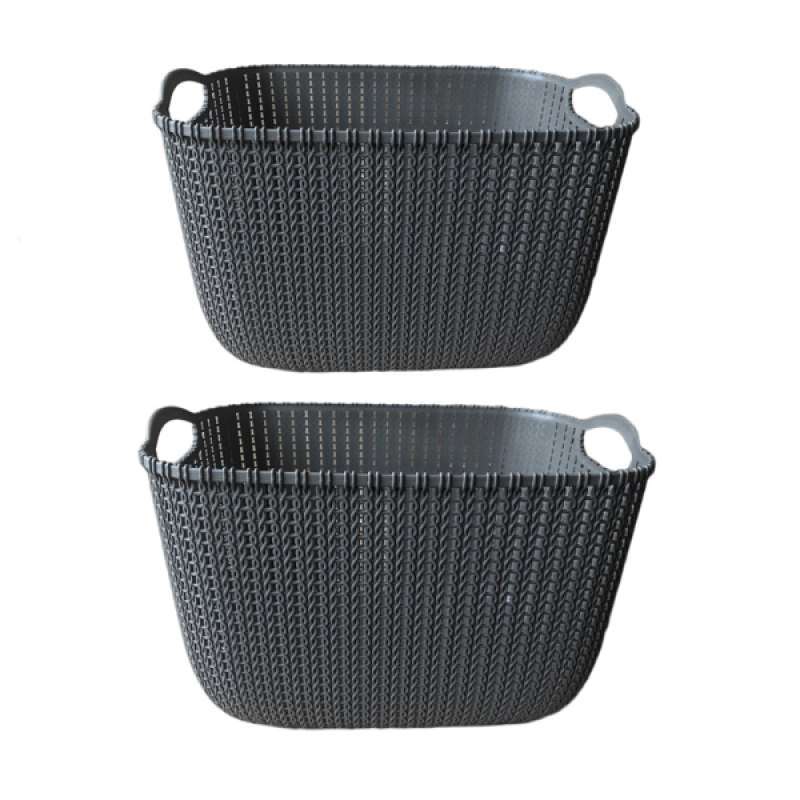 Jual Modern Design Laundry Basket Storage Bin Desk Organizer With Handles Pack 2 Online November 2020 Blibli Com