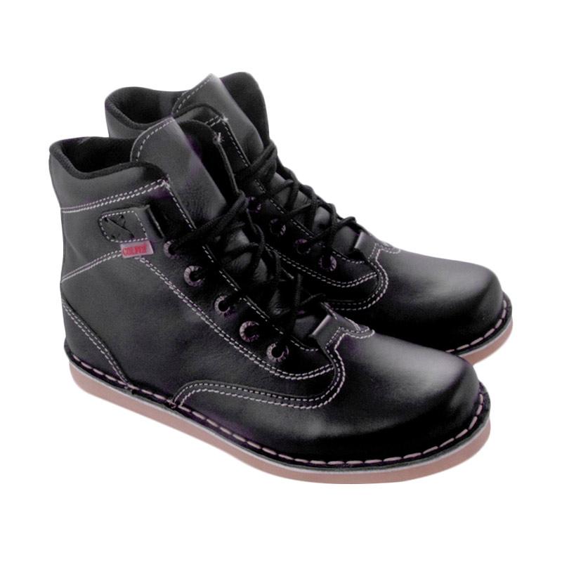 Golfer Leather Boots Shoes - Black