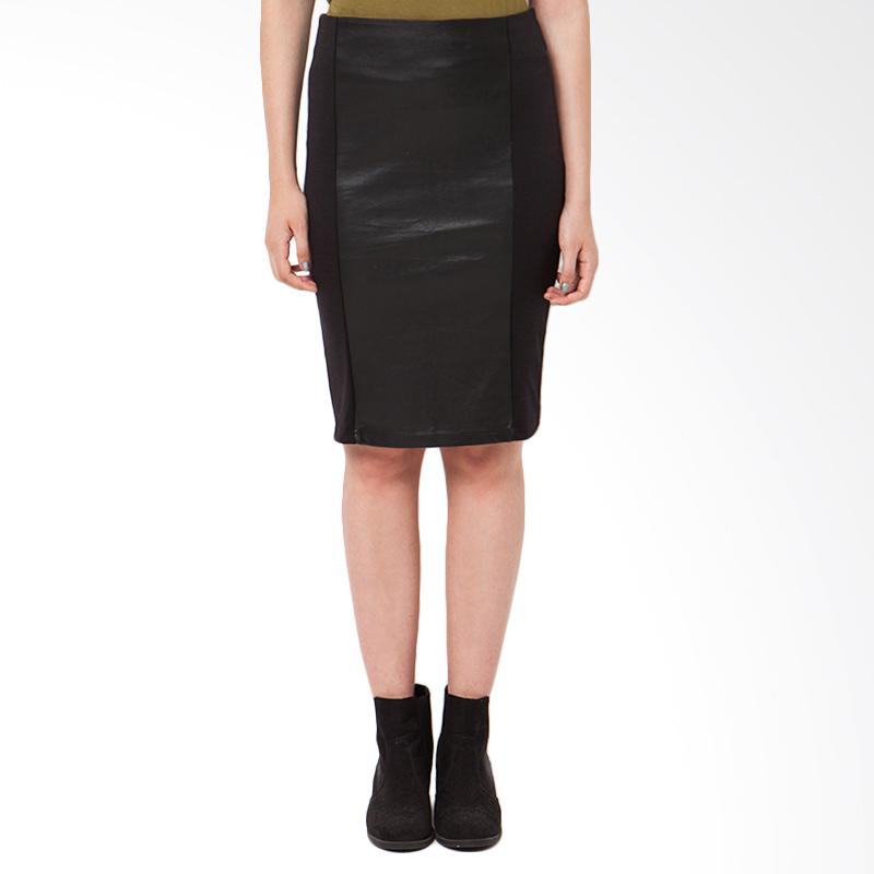 Rave Habbit Vertical Leather Skirt - Black