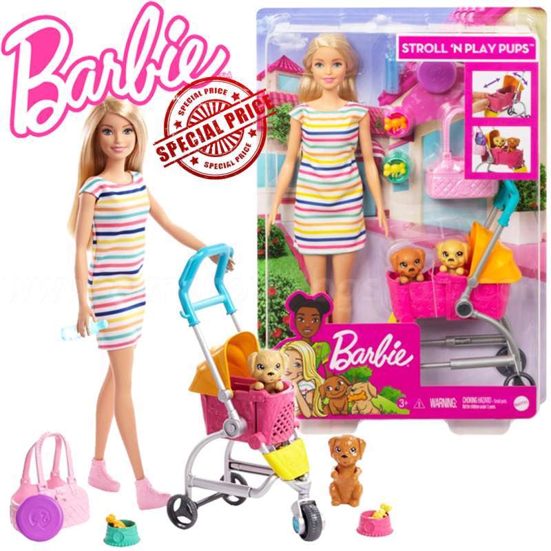 Barbie stroll and play pup set best sale