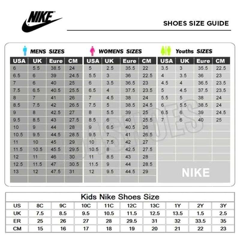 nike soccer cleat size chart