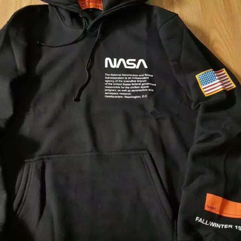 Jual Hoodie Sweater NASA Terlaris Pria Wanita XL Hitam di Seller