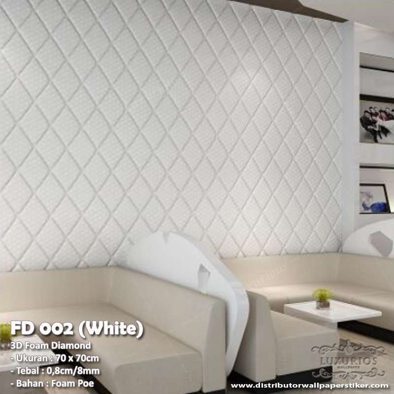 LUXURIOUS FD 002 3D Foam Diamond White Wallpaper Dekorasi Dinding