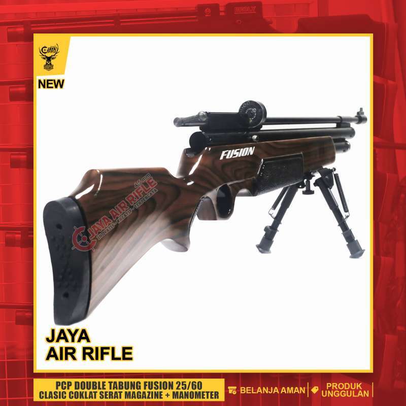 Jual Senapan Pcp Double Tabung Fusion 25 60 Classic Coklat Serat Magazine Manometer Terbaru Juni 2021 Blibli