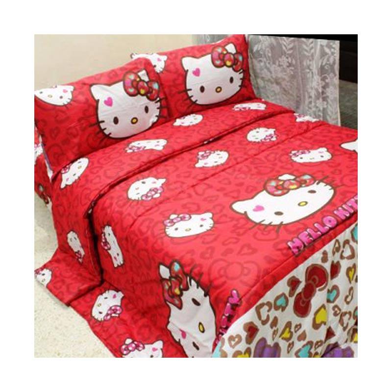 harga Jaxine Sprei Katun Motif Hello Kitty Leopard Merah Set Sprei Blibli.com