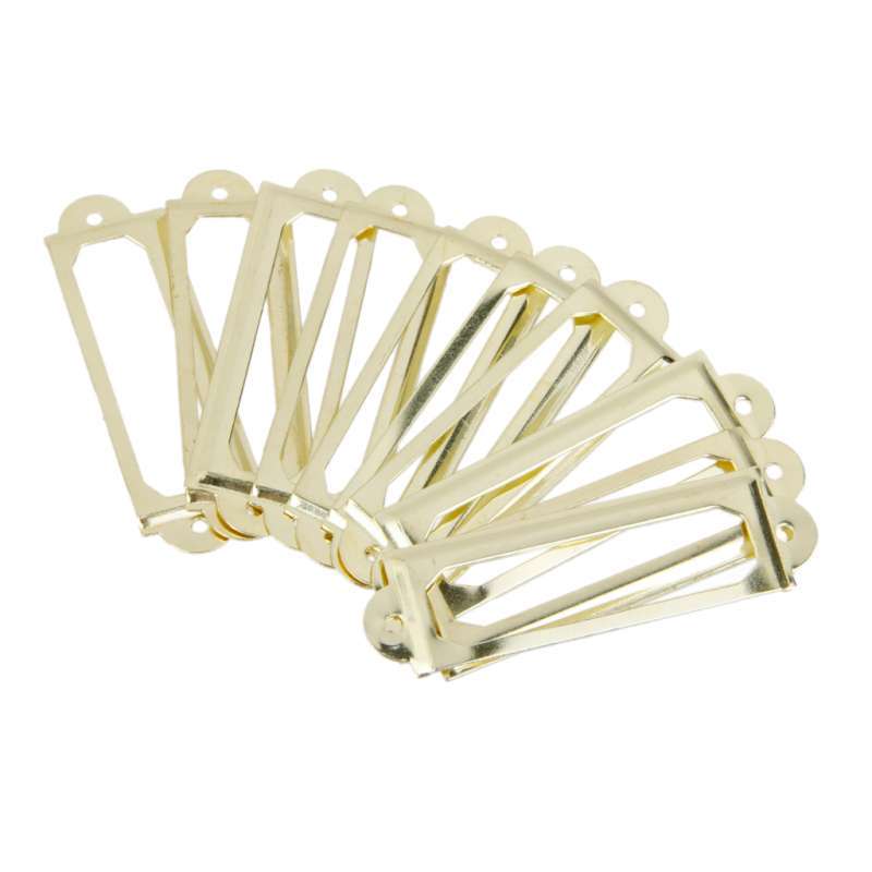 50x Drawer Cabinet Frame Label Tag Pull Handle File Name Card Holder  Golden-b