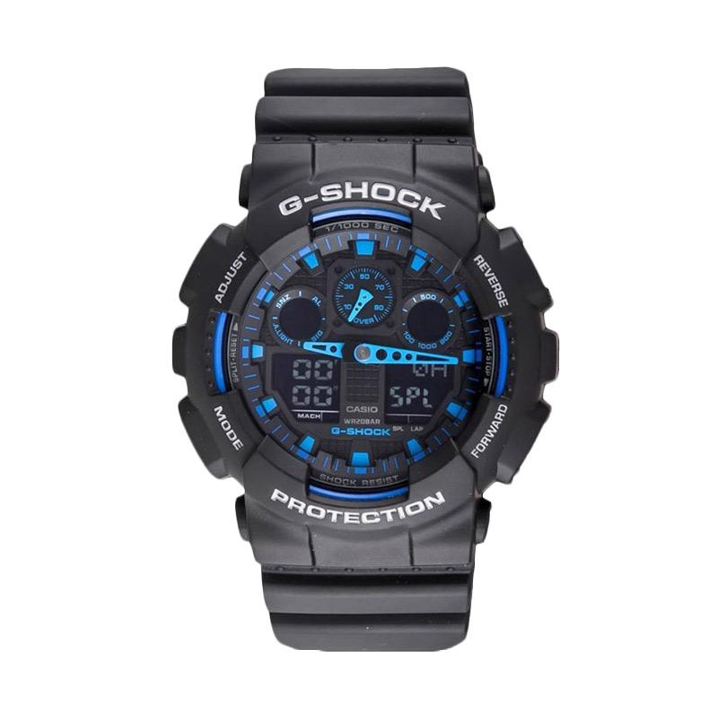 Casio G-Shock Jam Tangan Pria - Hitam Biru GA-100-1A2