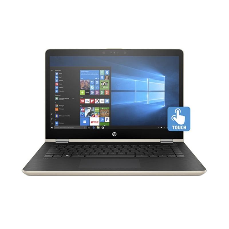 HP Pavilion X360 14-BA006TX Notebook - Gold [Intel Core i7-7500U/ 8GB RAM/ 1TB HDD+128GB SSD/ 14 Inch/ Win10] -