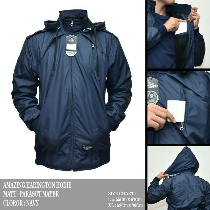 Jual Jaket Harrington Hoodie Parasut Pria Windbreaker Sporty Modern Terbaru Di Seller Nidia store Sukaraja Kab. Tasikmalaya Blibli