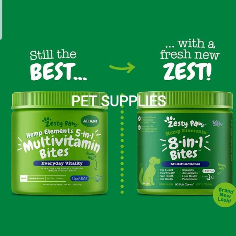 Promo Vitamin Anjing Zesty Paws 5 in 1 Multivitamin HEMP ...