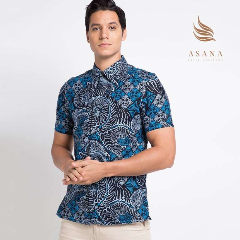 Promo Kemeja Batik Pria Asana Tanara hort leeves lim Fit- Blue - Biru, di  Seller Dyamond Store - Kota Jakarta Barat, DKI Jakarta | Blibli