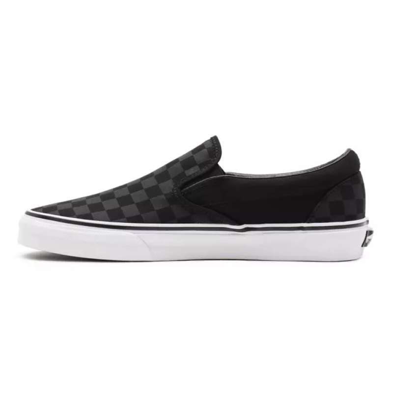 black slip on vans checkerboard