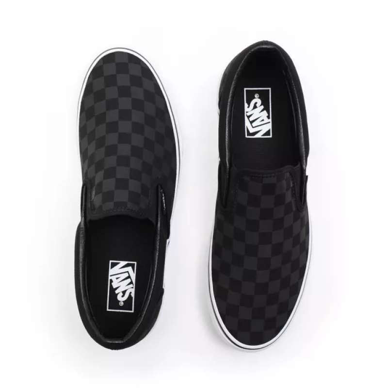 checkered vans black