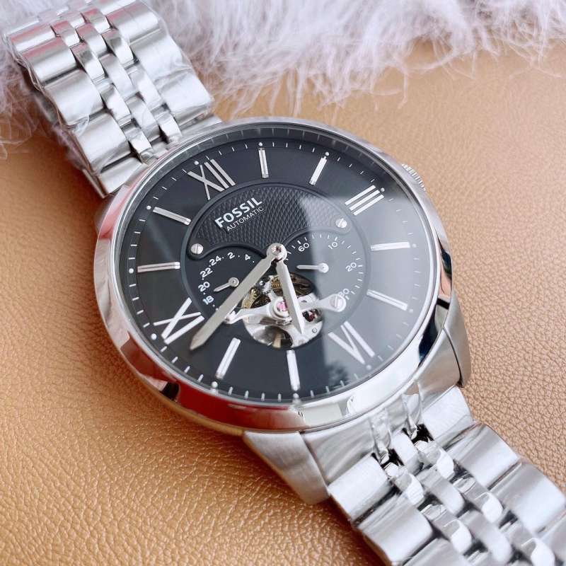 JAM TANGAN PRIA COWOK FOSSIL FOSIL TOWNSMAN ME3107 ME 3107 AUTOMATIC OTOMATIS MEKANIK RANTAI STAINLESS SILVER ORI ORIGINAL MURAH