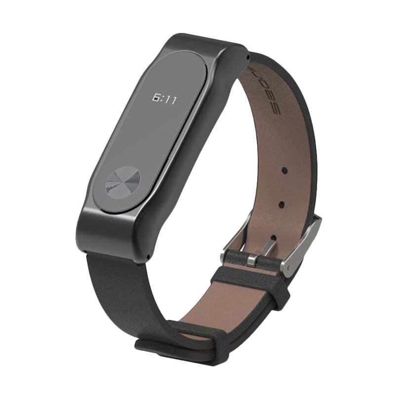 Jual Mijobs Leather Strap Magnetic Shell For Xiaomi Mi Band 2 Oled