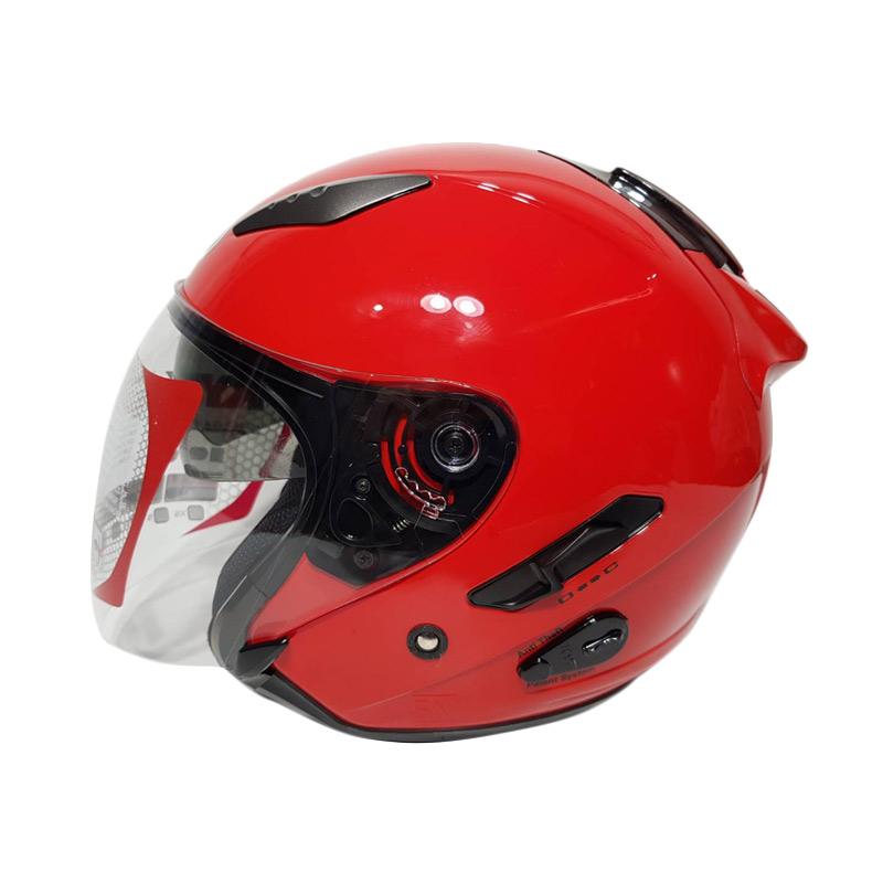 Jual KYT Galaxy Slide Solid Double Visor Helm Half Face Fire Red