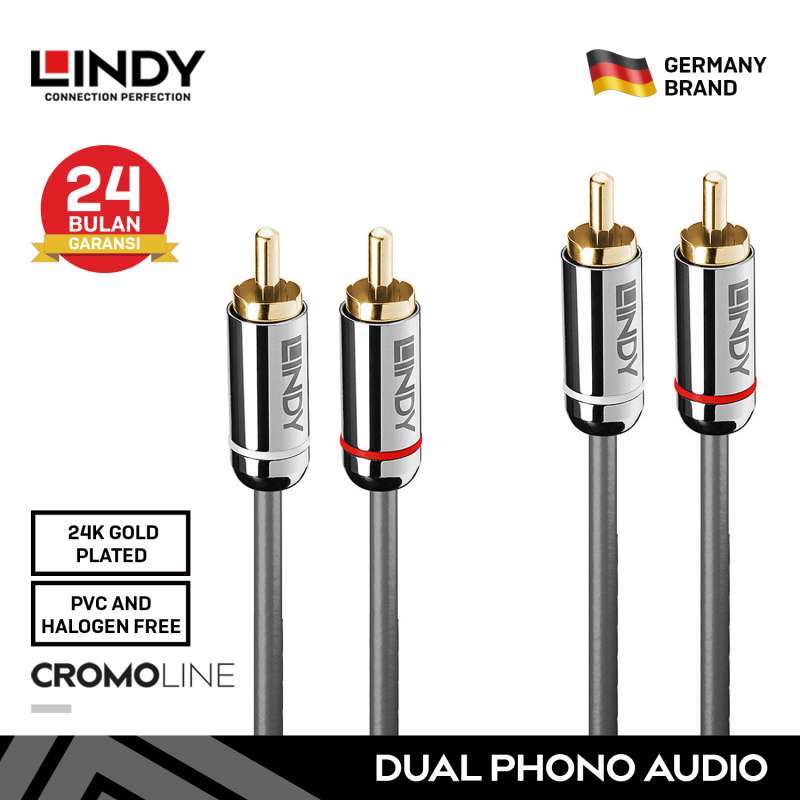 LINDY 35346 Kabel RCA 2M Aux Audio Video Dual Jack Male to Male Cable