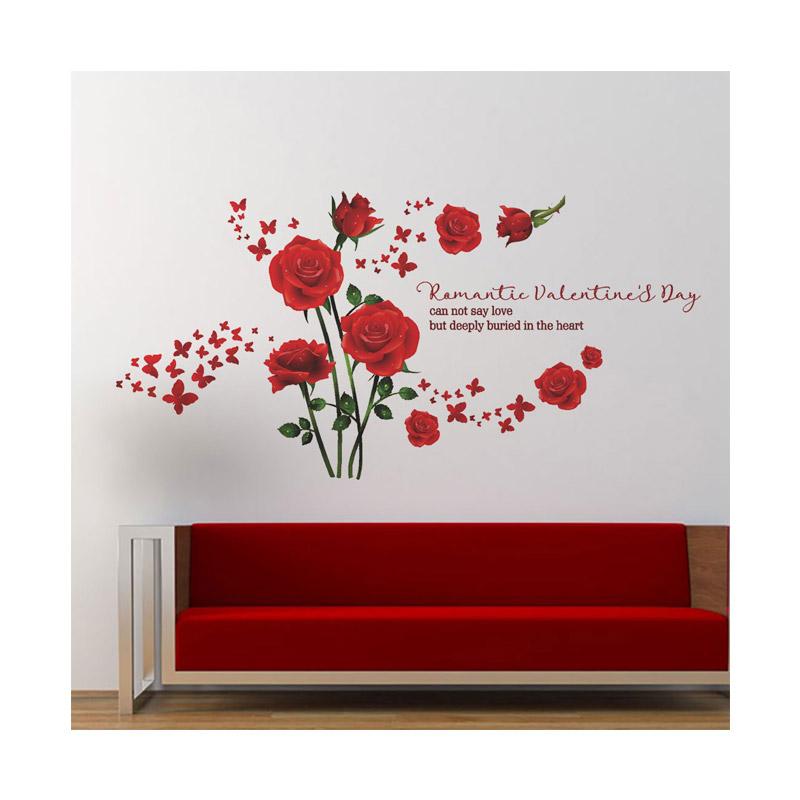 Jual Omahku Romantic Red Roses Wall Sticker Dekorasi Dinding Online Oktober 2020 Blibli Com