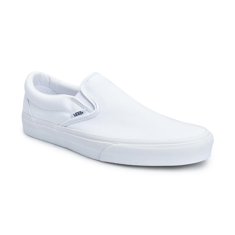 vans true white checker slip on