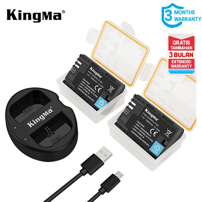 kingma baterai kit for canon lp e6 or lp e6n 2 pack dual charger