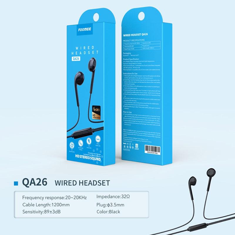 Jual Foomee Qa26 Wired Hifi Hd Stereo Sound Headset Hitam Online