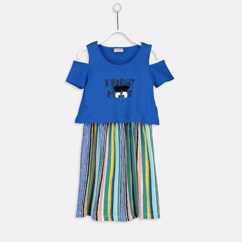 Jual Lc Waikiki Girl S Dress And T Shirt White Striped 9s8374z4 Murah September 2020 Blibli Com