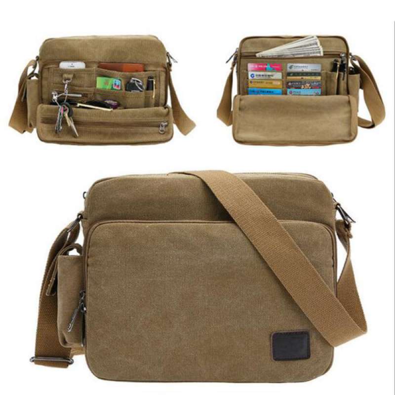 NEW Small Canvas Webbing Haversack fishing satchel Daysack military messenger