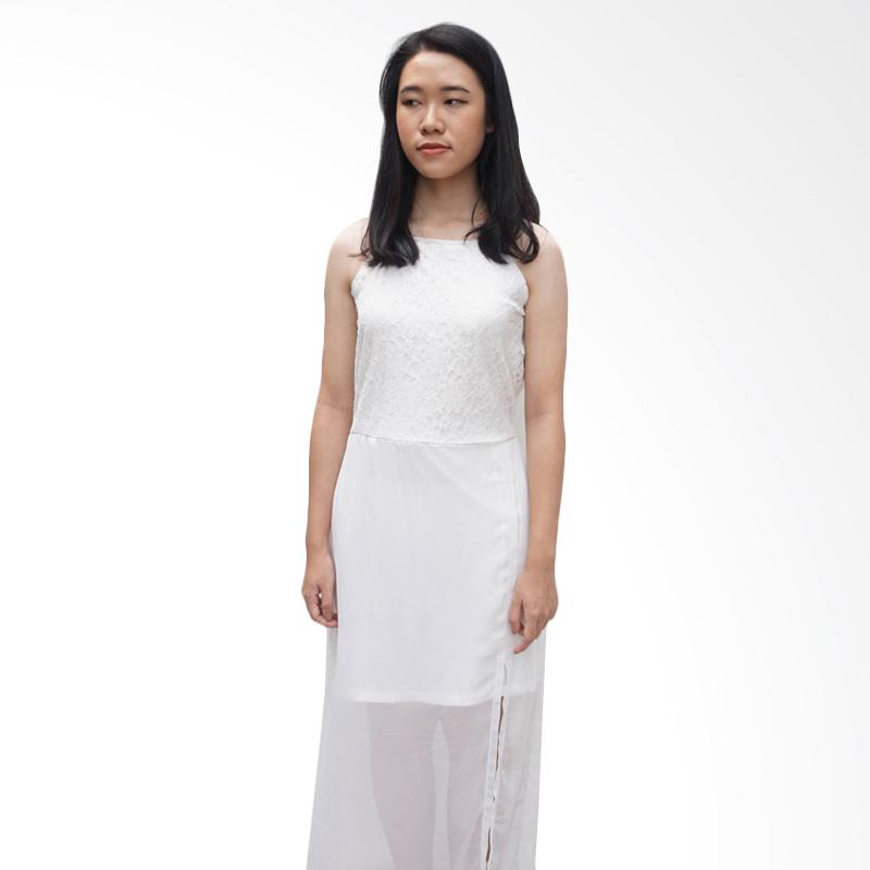 KULO Maxi Chiffon Lace Dress - White