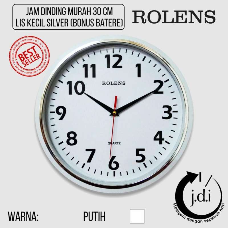 Jual Jam Dinding Rolens Murah Diameter 30 Cm Lis Kecil Silver Bonus Batere Abc Online Desember 2020 Blibli