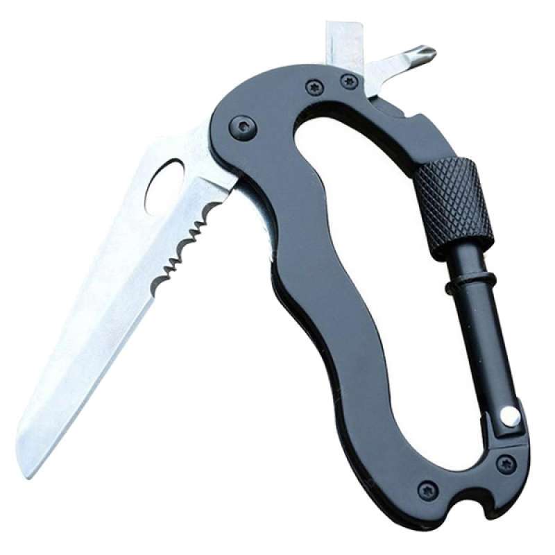 5 In1 Climbing Carabiner Hook Gear Survival Camping Multi Tool Buckle Rock Lock 