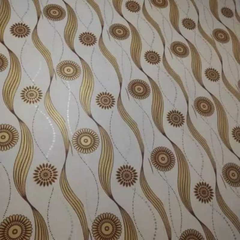 wallpaper dinding kamar motif cakra coklat gold 10 m x 45 cm