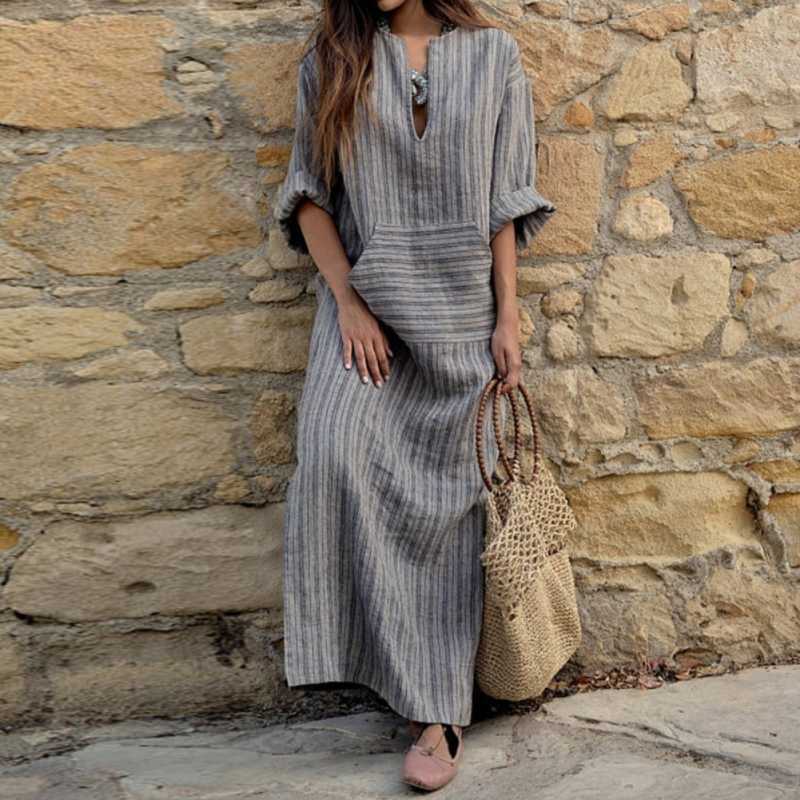Loose Cotton Linen Maxi Dress 
