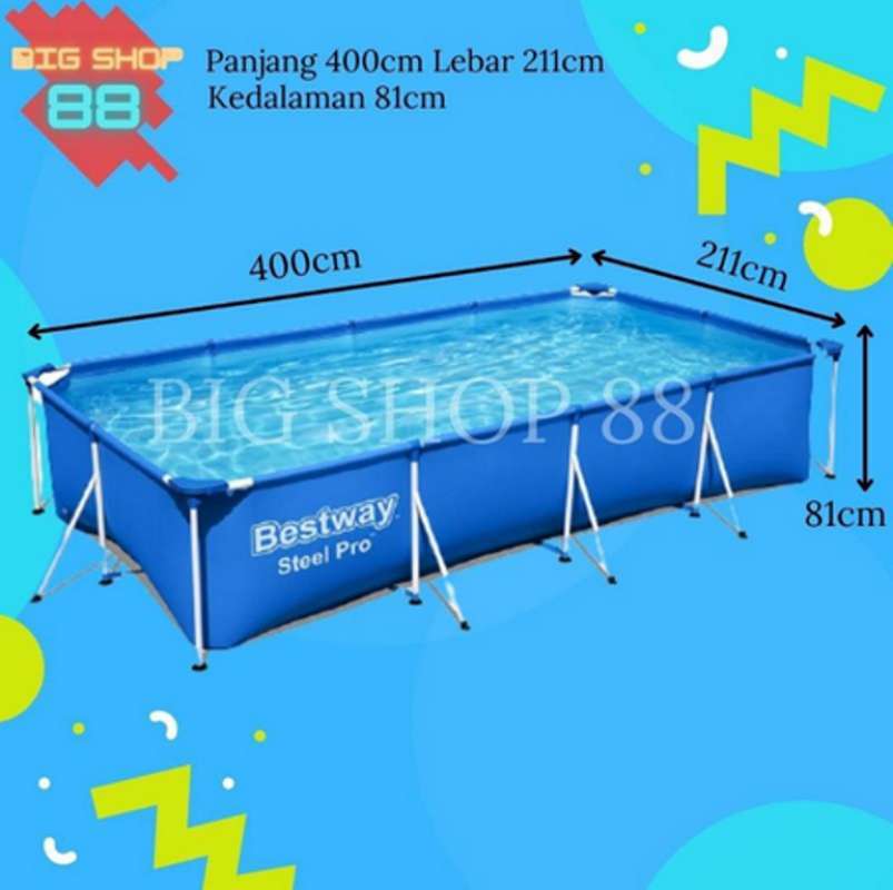 KOLAM RENANG FRAME BESAR KOLAM RENANG PORTABLE SWIMMING POOL PORTABLE BIG  SIZE BESTWAY METER 400 X 211 X 81 CM