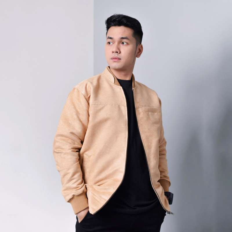 Jual Libra Jaket Bomber Suede Pria Premium M CREAM di Seller