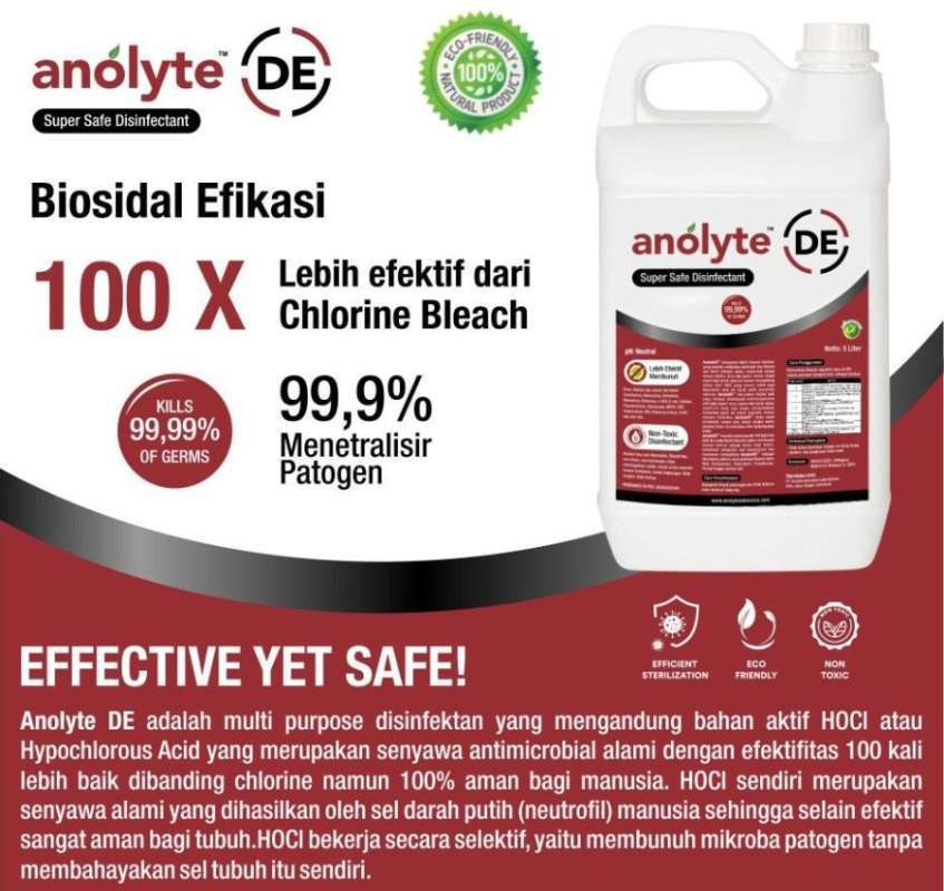 Jual Anolyte De 5 Liter Disinfektan Food Grade Makanan Non Toxic Jerigen Terbaru Juni 2021 Blibli