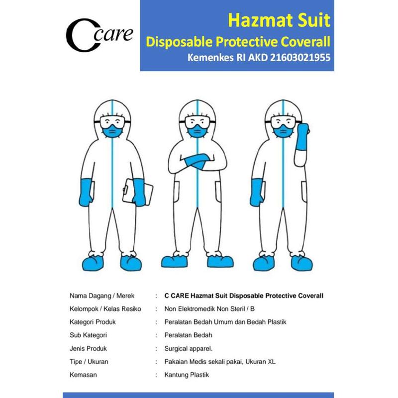 Jual Ccare Baju Alat Pelindung Diri Apd Hazmat Suit Disposable Protective Coverall Kemenkes Akd 21603021955 Terbaru Juni 2021 Blibli