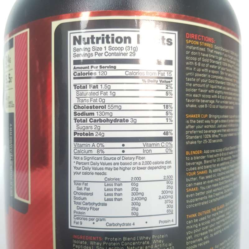 On Whey Gold Standard 2 Lbs Optimum Nutrition Wgs 2 Lb - About time protein nutrition label