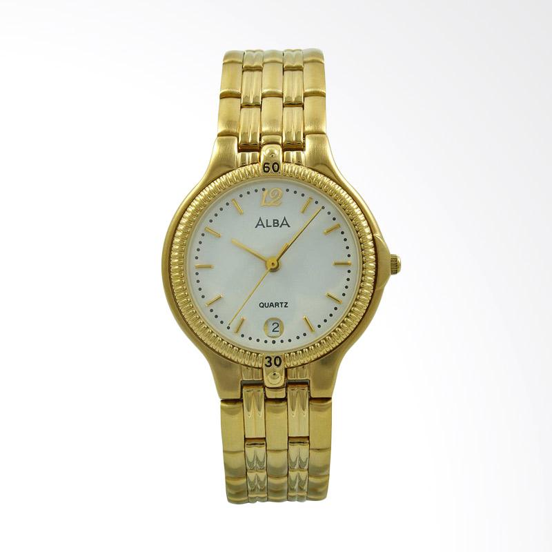 ALBA Jam Tangan Pria - Gold White - Stainless Steel - ATXV74