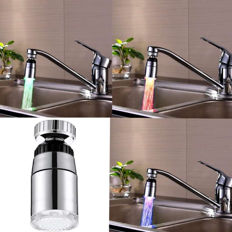 3 Color Mini Sensor LED Light kitchen Bathroom Water Faucet Tap Temperature 