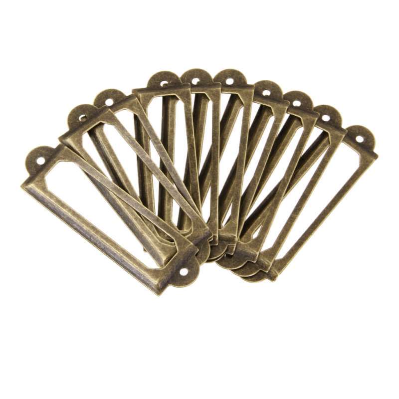50x Drawer Cabinet Frame Label Tag Pull Handle File Name Card Holder Brass-c