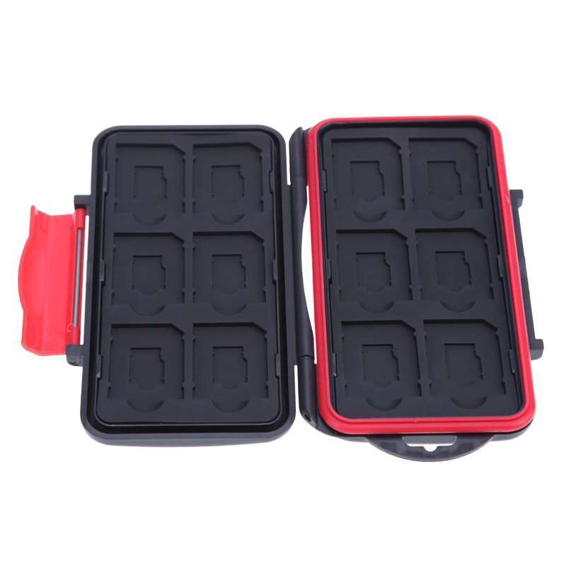 Memory Card Holder Large Capacity Water Resistant Shock Resistant Red