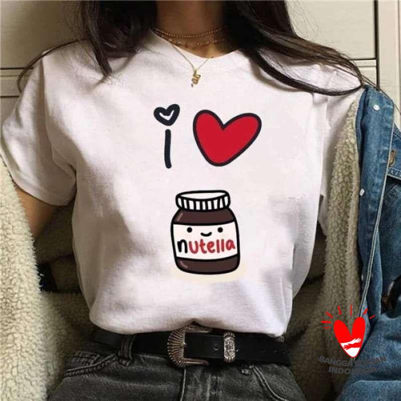 Kaos Baju Combed 30 Distro i LOVE NUTELLA polos custom indonesia cinta