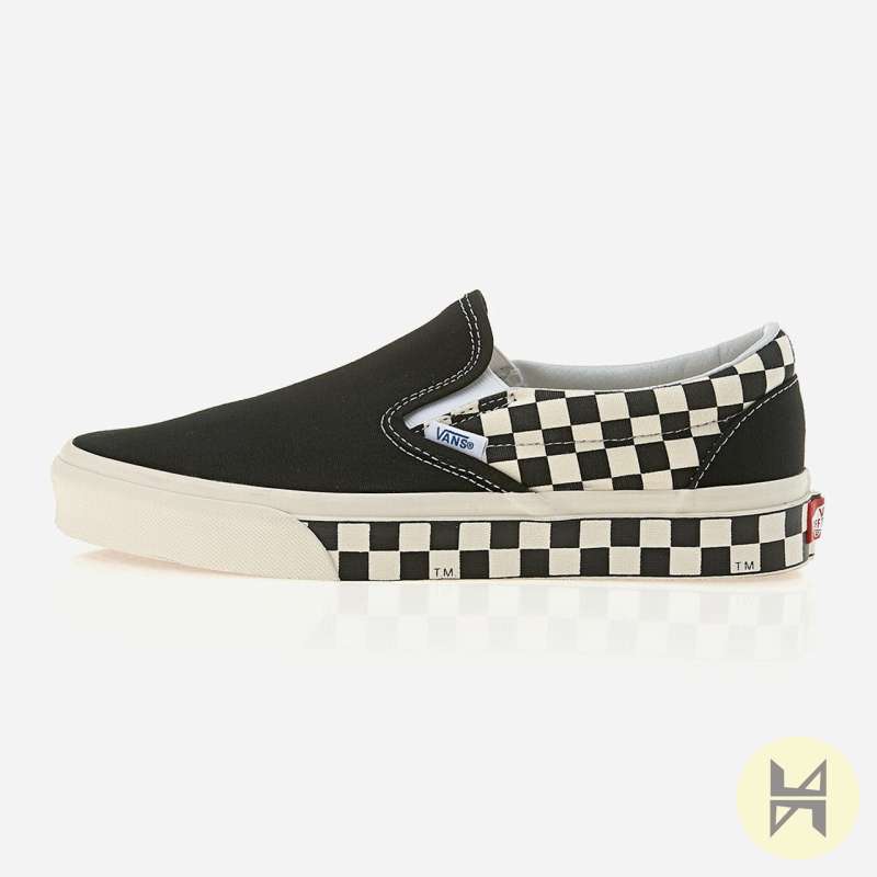 vans slip on blue checkerboard