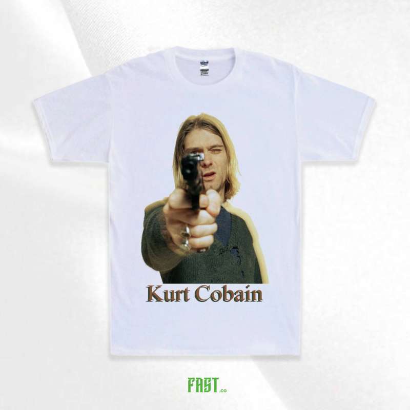 Promo KAOS BAJU ATASAN KURT COBAIN GUN 