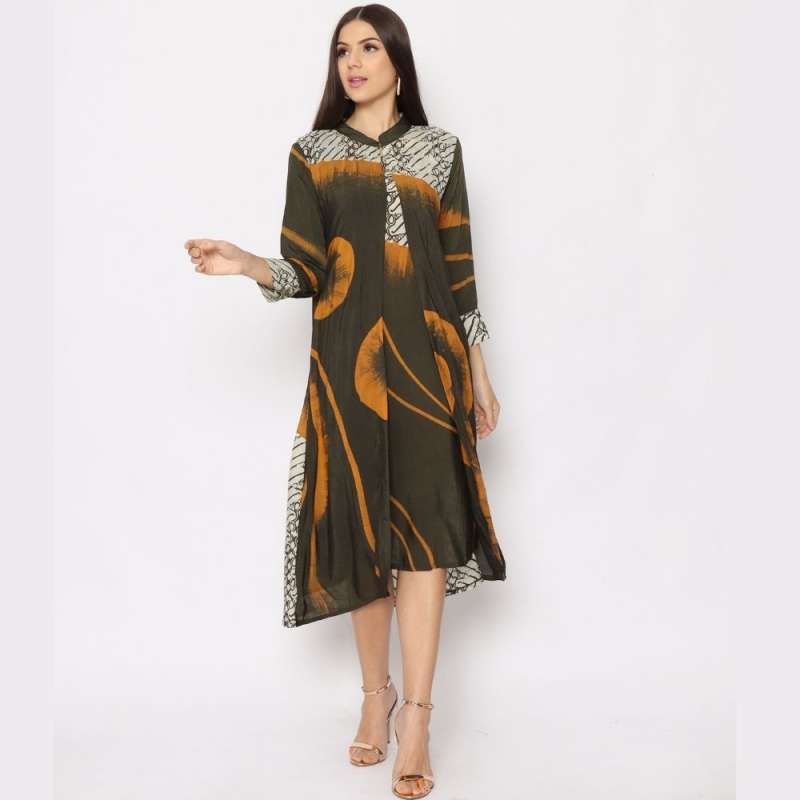 Jual DRESS SABYAN SUTRA BAMBU BATIK LUKIS DRESS BATIK MODERN
